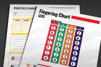 Music: Viola Fingering Color Chart w/ Worksheet & Practice Chart by ...