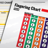 Music: Violin Fingering Color Chart with Worksheet & Pract