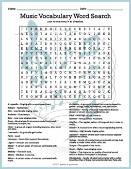 elementary music word search puzzle worksheet activity by puzzles to print