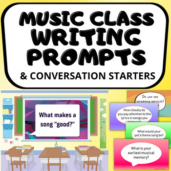 Preview of WRITING PROMPTS or BELL RINGERS for Middle and High School General Music