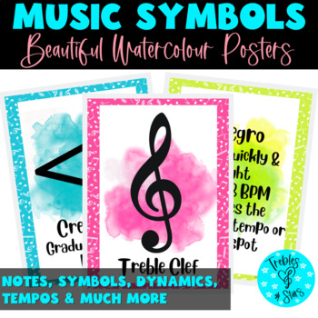 Preview of Music Watercolour Symbols, Dynamics and tempo Posters