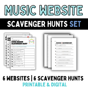 Preview of Music Website Scavenger Hunt Set | Printable & Digital