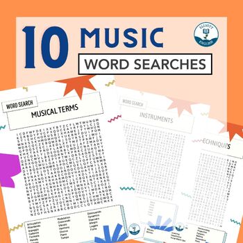 Preview of Music Word Search Bundle - End of the Year / After Testing Activity