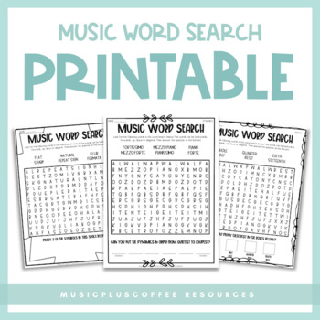 Preview of Music Word Search | Printable | Free!