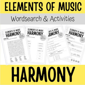Preview of HARMONY Music Word Search (with fact sheet and activities)