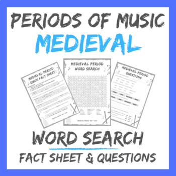 Preview of MEDIEVAL PERIOD Word Search (with factsheet, questions and answers)