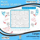 Music Word Search Printable Activity Worksheet - End of th