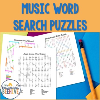 Preview of Music Worksheets Word Search Puzzles