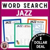 Music Word Search Puzzles - Jazz - DOLLAR DEAL