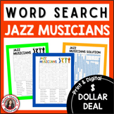 Music Word Search - Jazz Musicians - Middle School Music -