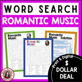 Music Word Search Puzzles - Romantic Music - DOLLAR DEAL