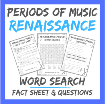 Preview of RENAISSANCE PERIOD Music Word Search (with fact sheet and answers)