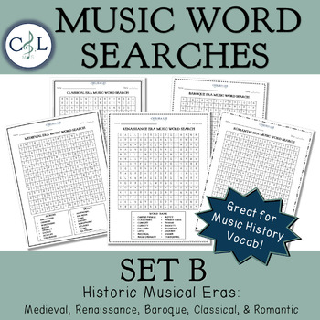 Preview of Music Word Search: Set B (Medieval, Renaissance, Baroque, Classical, Romantic)
