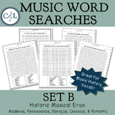 Music Word Search: Set B (Medieval, Renaissance, Baroque, 