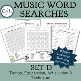 Music Word Search: Set D (Tempo, Expression, Articulation 