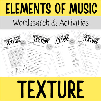 Preview of TEXTURE Music Word Search (with fact sheet, mix and match, answers)