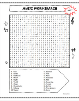 Preview of Music Word Search (Word Puzzle/ Hardest one takes almost 45 min) 21 pages