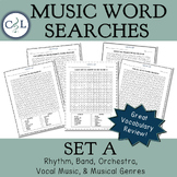 Music Word Search: Set A (Rhythm, Musical Ensembles, Genres)