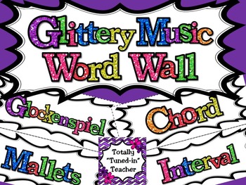 Preview of Music Word Wall - Ink Saver - Glittery Music Mega Set