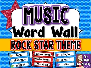 Preview of Music Word Wall - Rock Star Theme