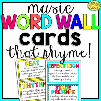 Preview of Elementary Music Word Wall Terms THAT RHYME! (Music Vocabulary Review)