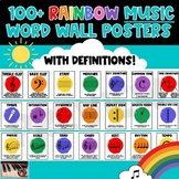 Music Word Wall with Definitions, Rainbow Dot Theme, 100+ posters