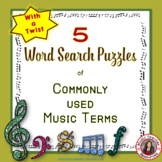 Music Word Search of Commonly used Terms: FIVE Puzzles