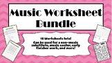 Music Worksheet Bundle - 16 Music Worksheets
