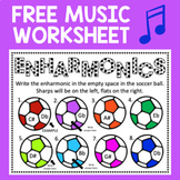 Music Worksheet - Enharmonics - Soccer Ball Theme Music Activity