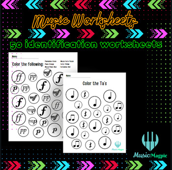 Preview of Music Coloring Worksheets (Music Substitute no tech) Elementary Music Activity
