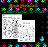 Music Coloring Worksheets (Music Substitute no tech) Eleme