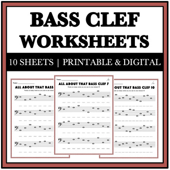 Preview of Music Worksheets - Bass Clef Note Naming