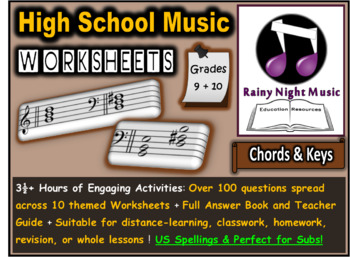 Preview of Music Worksheets Chords and Keys