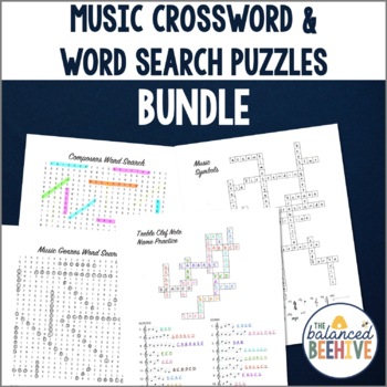 Preview of Music Worksheets Crossword & Word Search Puzzles