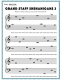 Music Worksheets - Grand Staff Note Naming