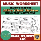 Music Worksheets: Learn To Read the Alto Clef Notes Using 