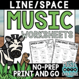 Music Worksheets - Line/Space {NO PREP}