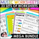 Music Worksheets Mega Bundle for Piano Lessons and Music Class
