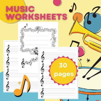 Preview of Music Worksheets - Note Name Music Worksheets . 30pages