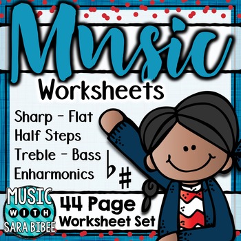 Preview of NO PREP Music Worksheets - Sharp/Flat, Half Steps, Enharmonics