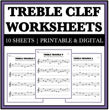 Preview of Music Worksheets - Treble Clef Note Naming