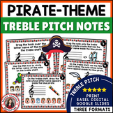Music Worksheets - Treble Pitch Notes - Pirate Theme