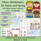 Music Worksheets for Easter and Spring Note Values Symbols