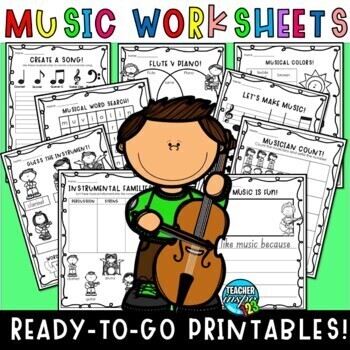 Preview of Elementary Music Worksheets, Music Centers, Music Sub Plans 1st, 2nd & 3rd Grade