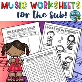 Elementary Music Sub Plans, Music Centers, Music Worksheet