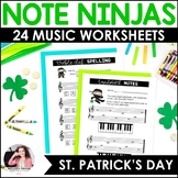 Music Worksheets for St. Patrick's Day - Note Ninjas Trebl