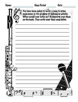 Preview of Music Writing & Creativity Prompts Set