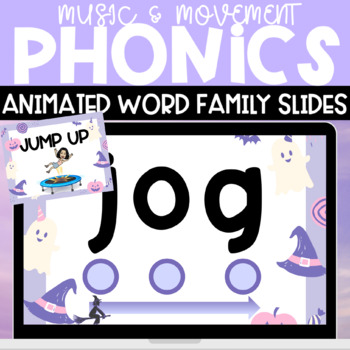 Preview of Halloween Editable Phonics Music and Movement Word Family -Og / Animated Slides