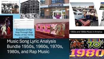 Preview of Music and Song Analysis Bundle for US History 1950s-1980s and Rap Lyric Analysis