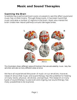 Preview of Music and Sound Therapies Worksheet